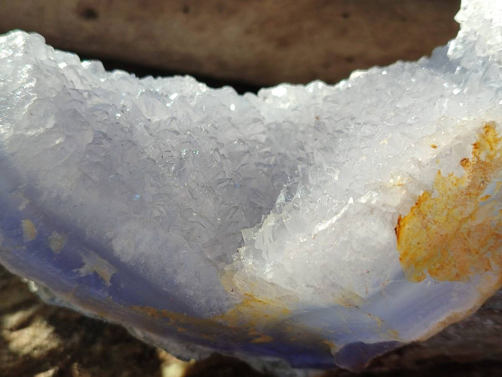 Natural Blue Lace Agate Geode Specimens x 3 From Nsanje, Malawi - Toprock Gemstones and Minerals 