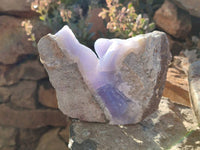 Natural Blue Lace Agate Geode Specimens x 3 From Nsanje, Malawi