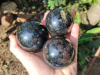 Polished Rare Blue Spark Iolite Water Sapphire Spheres x 3 From Ambatofinandrahana, Madagascar - Toprock Gemstones and Minerals 