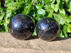Polished Rare Blue Spark Iolite Water Sapphire Spheres x 3 From Ambatofinandrahana, Madagascar - Toprock Gemstones and Minerals 