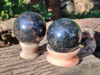 Polished Rare Blue Spark Iolite Water Sapphire Spheres x 3 From Ambatofinandrahana, Madagascar - Toprock Gemstones and Minerals 