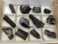 Natural Mixed Namibian Schorl Black Tourmaline Specimens x 12 From Khorigas and Erongo, Namibia