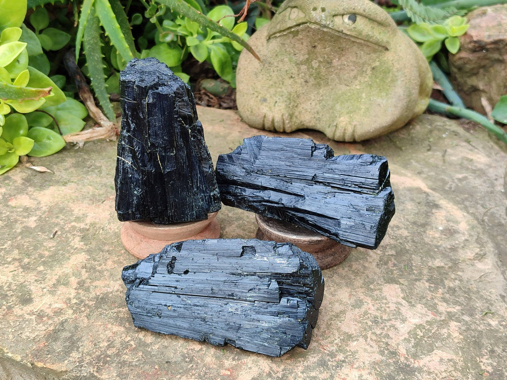 Natural Mixed Namibian Schorl Black Tourmaline Specimens x 4 From Khorigas and Erongo, Namibia - Toprock Gemstones and Minerals 
