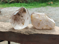 Polished Smokey Quartz Free Form and Double Terminated Crystals x 2 From Madagascar - Toprock Gemstones and Minerals 