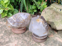 Polished Smokey Quartz Free Form and Double Terminated Crystals x 2 From Madagascar - Toprock Gemstones and Minerals 