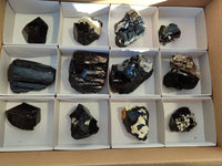 Natural Schorl Black Tourmaline, Smokey Quartz with some Hyalite Opal x 12 From Erongo, Namibia