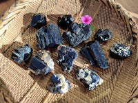 Natural Schorl Black Tourmaline, Smokey Quartz with some Hyalite Opal x 12 From Erongo, Namibia