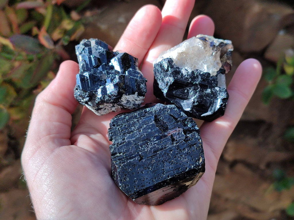 Natural Schorl Black Tourmaline, Smokey Quartz with some Hyalite Opal x 12 From Erongo, Namibia - Toprock Gemstones and Minerals 