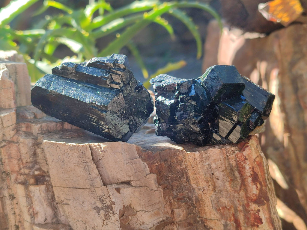 Natural Schorl Black Tourmaline, Smokey Quartz with some Hyalite Opal x 12 From Erongo, Namibia - Toprock Gemstones and Minerals 