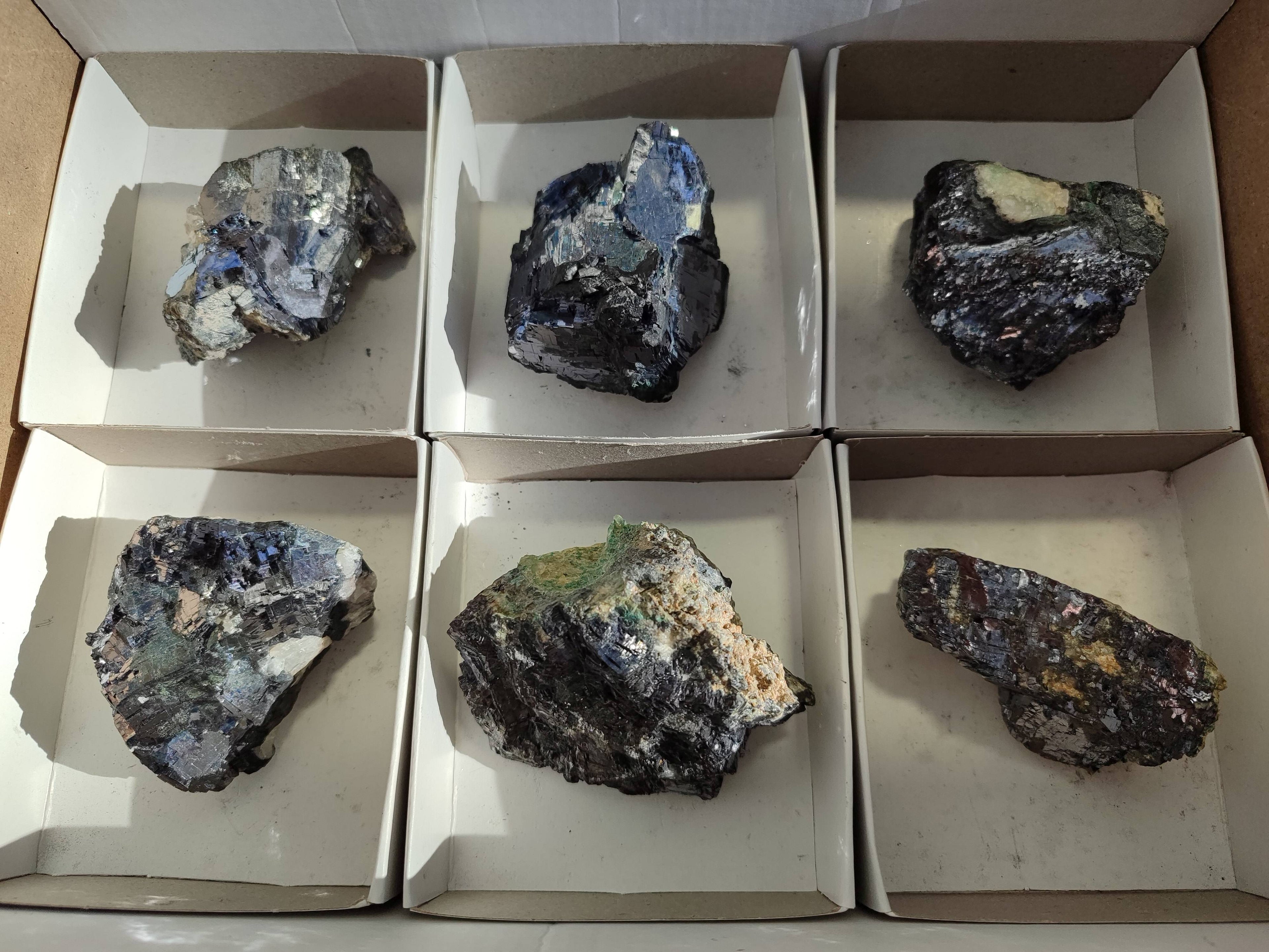Natural Silver Lead Galena Specimens x 6 From Namibia - Toprock Gemstones and Minerals 