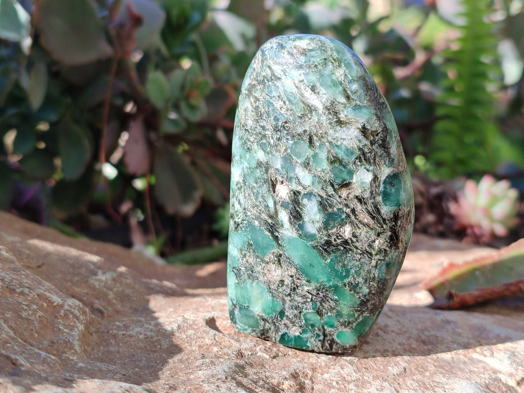 Polished Emerald Mica In Matrix 'Mutokolite' Standing Free Forms x 3 From Mutoko, Zimbabwe - Toprock Gemstones and Minerals 