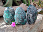 Polished Emerald Mica In Matrix 'Mutokolite' Standing Free Forms x 3 From Mutoko, Zimbabwe - Toprock Gemstones and Minerals 