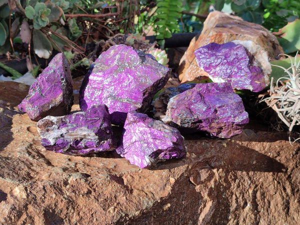 Natural Metallic Purpurite Cobbed Specimens x 6 From Erongo, Namibia
