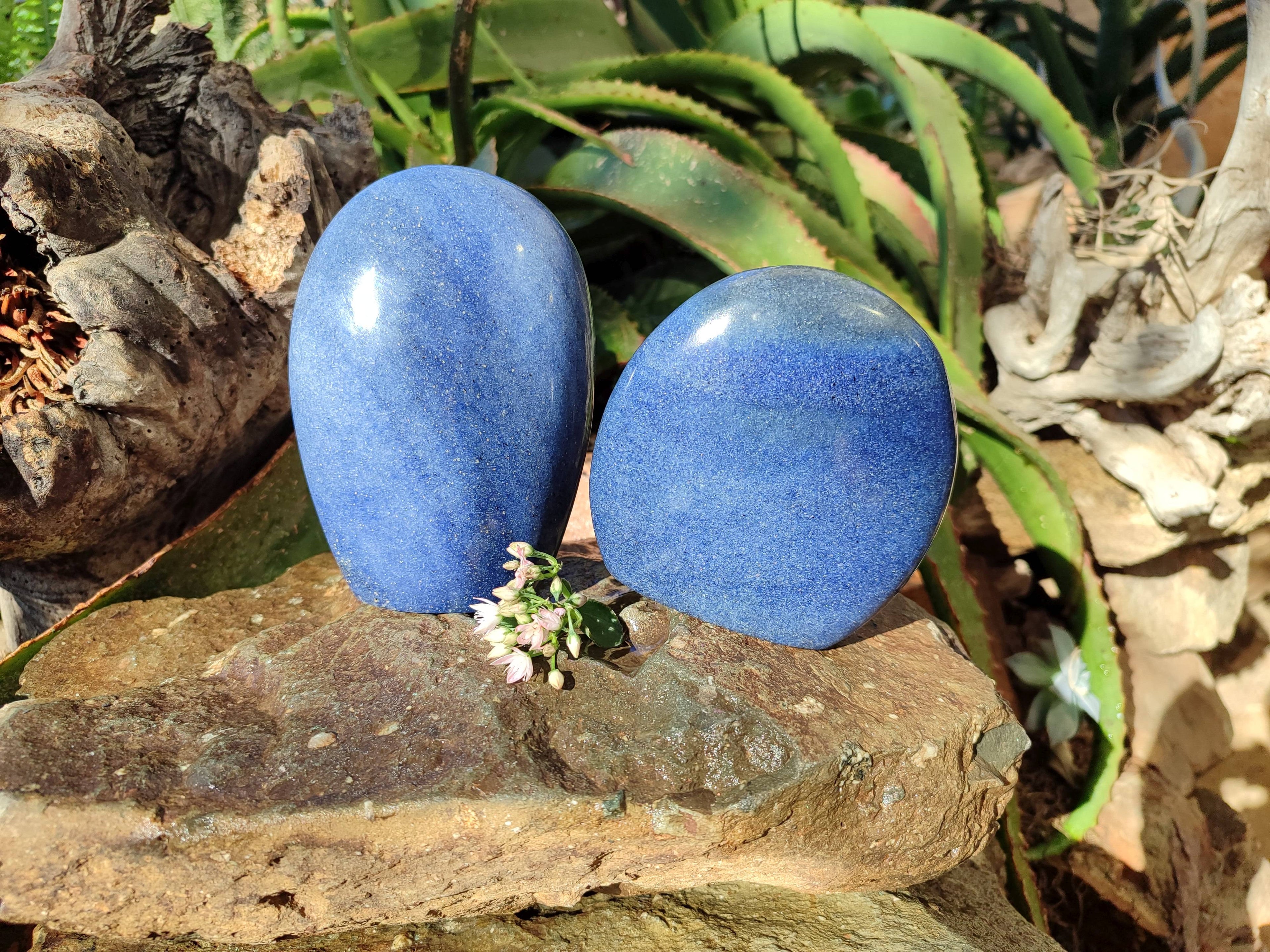 Polished Lazulite Standing Free Forms x 2 From Madagascar - Toprock Gemstones and Minerals 