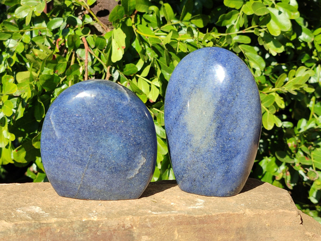 Polished Lazulite Standing Free Forms x 2 From Madagascar - Toprock Gemstones and Minerals 