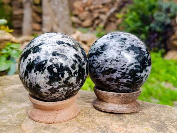 Polished Gabbro Merlinite Spheres x 3 From Ambatofinandrahana, Madagascar