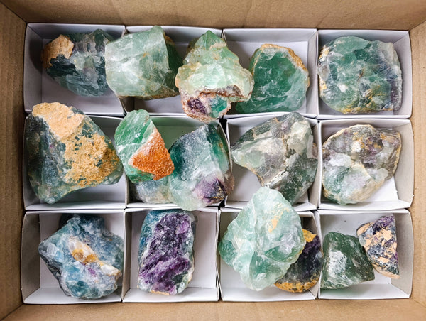 Natural Watermelon Fluorite Cobbed Specimens x 16 From Uis, Namibia