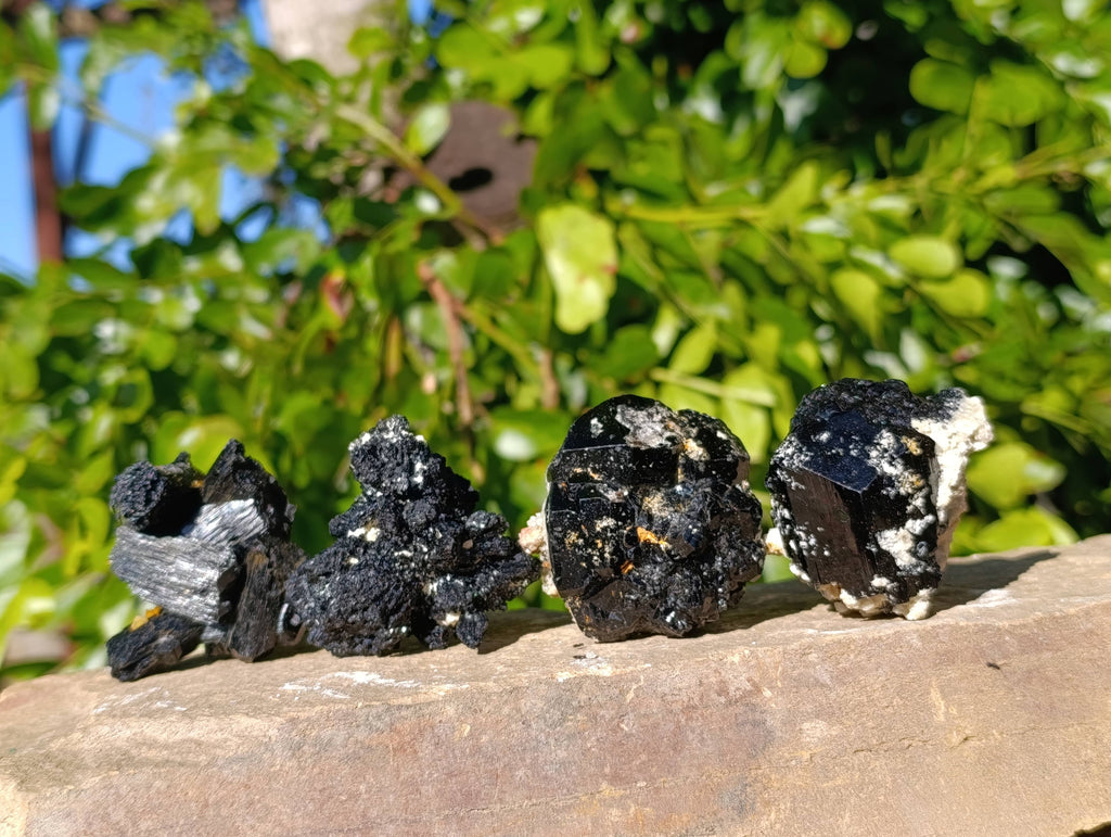 Natural Schorl Black Tourmaline Specimens x 12 From Namibia - Toprock Gemstones and Minerals 