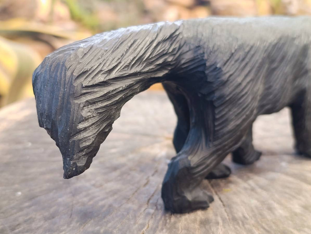 Hand Made Black Serpentine Honey Badger Carving x 1 From Zimbabwe - Toprock Gemstones and Minerals 