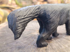 Hand Made Black Serpentine Honey Badger Carving x 1 From Zimbabwe - Toprock Gemstones and Minerals 