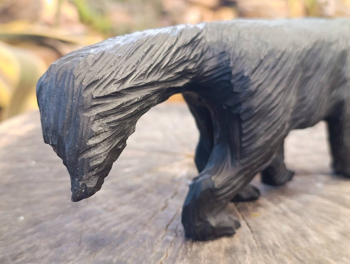 Hand Made Black Serpentine Honey Badger Carving x 1 From Zimbabwe - Toprock Gemstones and Minerals 