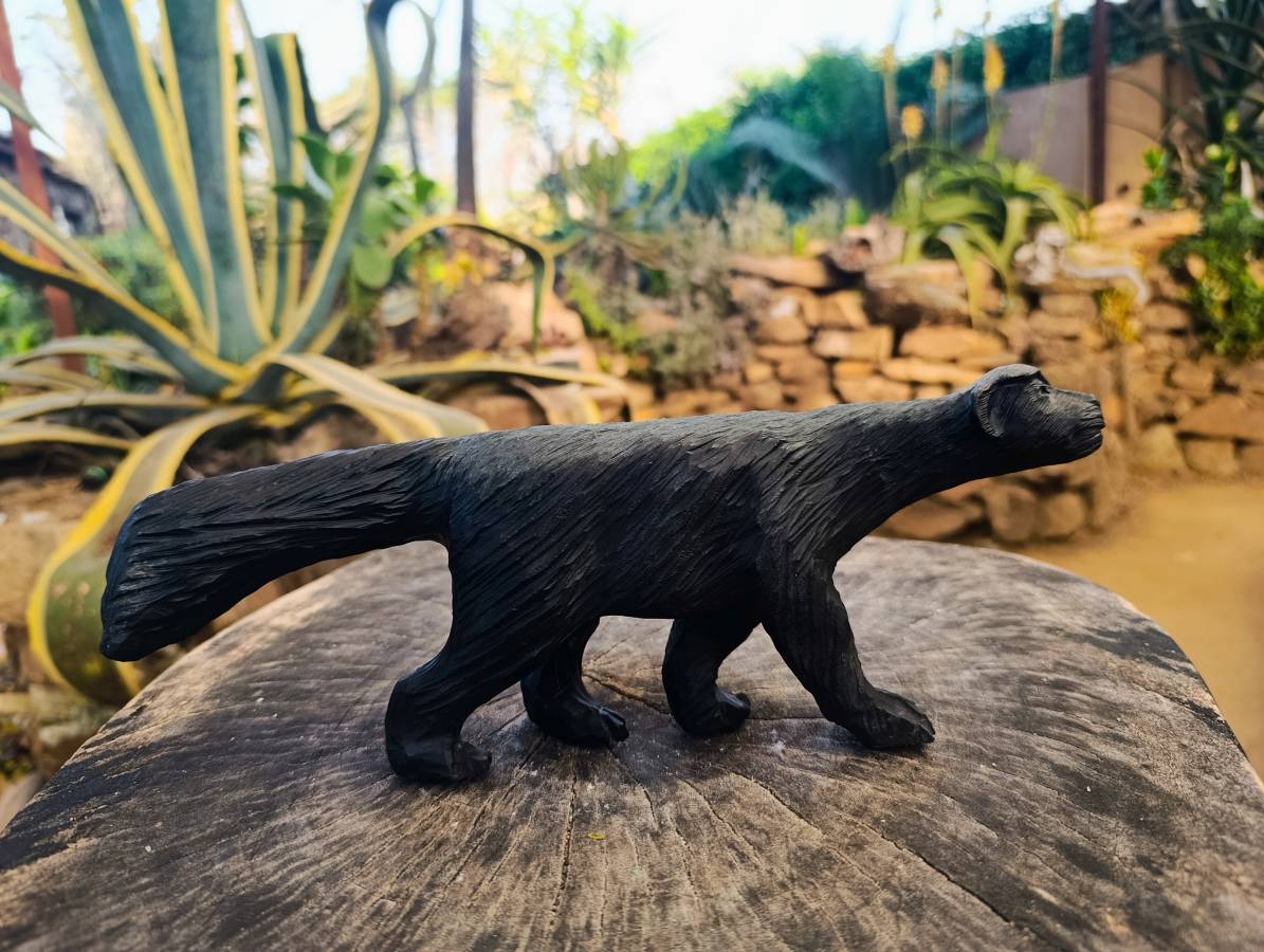 Hand Made Black Serpentine Honey Badger Carving x 1 From Zimbabwe - Toprock Gemstones and Minerals 