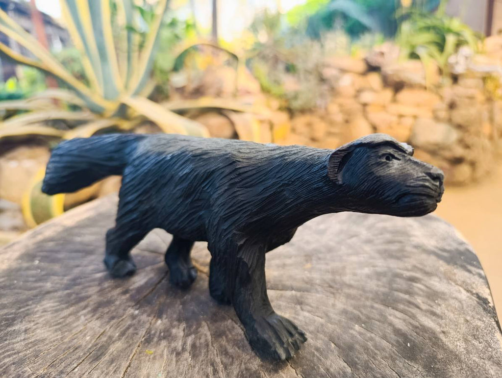 Hand Made Black Serpentine Honey Badger Carving x 1 From Zimbabwe - Toprock Gemstones and Minerals 