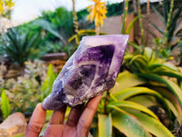 Polished Chevron Amethyst Witches Hat Crystals x 4 From Zambia
