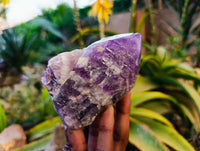 Polished Chevron Amethyst Witches Hat Crystals x 4 From Zambia