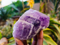 Polished Chevron Amethyst Witches Hat Crystals x 4 From Zambia