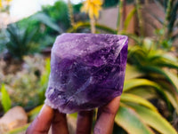 Polished Chevron Amethyst Witches Hat Crystals x 4 From Zambia