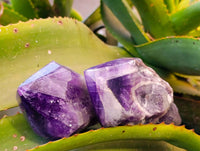 Polished Chevron Amethyst Witches Hat Crystals x 4 From Zambia