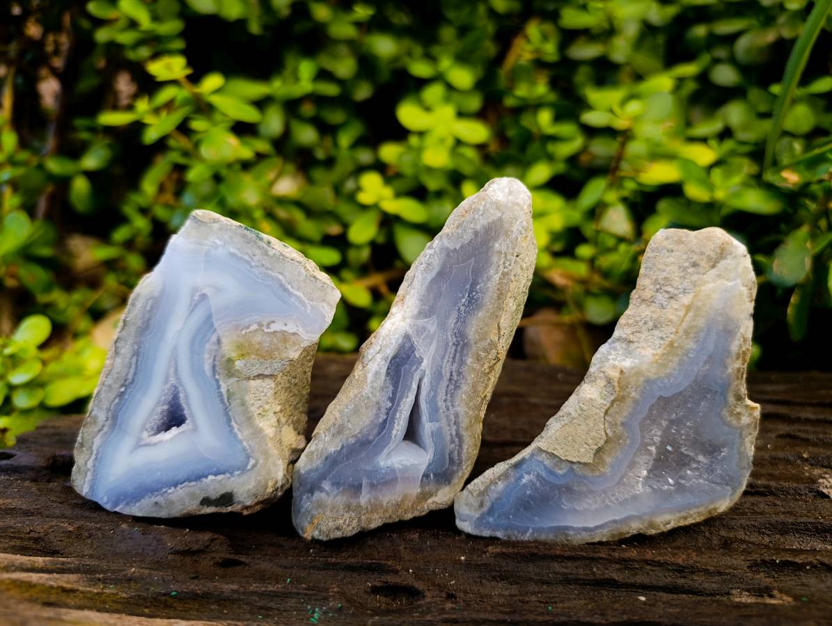 Polished Blue Lace Agate Geodes x 12 From Nsanje, Malawi - Toprock Gemstones and Minerals 