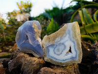 Polished Blue Lace Agate Geodes x 12 From Nsanje, Malawi