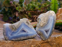 Polished Blue Lace Agate Geodes x 12 From Nsanje, Malawi