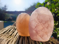 Polished Lavender Rose Quartz Standing Free Forms x 2 From Madagascar