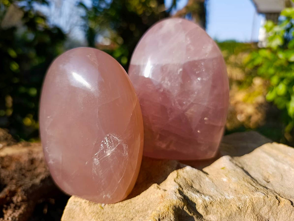 Polished Lavender Rose Quartz Standing Free Forms x 2 From Madagascar - Toprock Gemstones and Minerals 