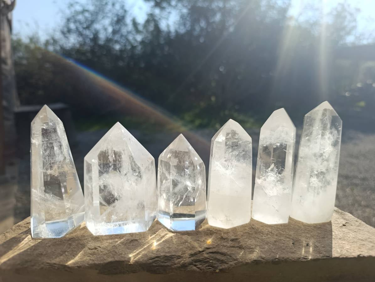 Polished Clear Quartz Crystals x 6 From Madagascar - Toprock Gemstones and Minerals 