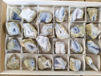 Natural Blue Lace Agate Geode Specimens x 24 From Nsanje, Malawi