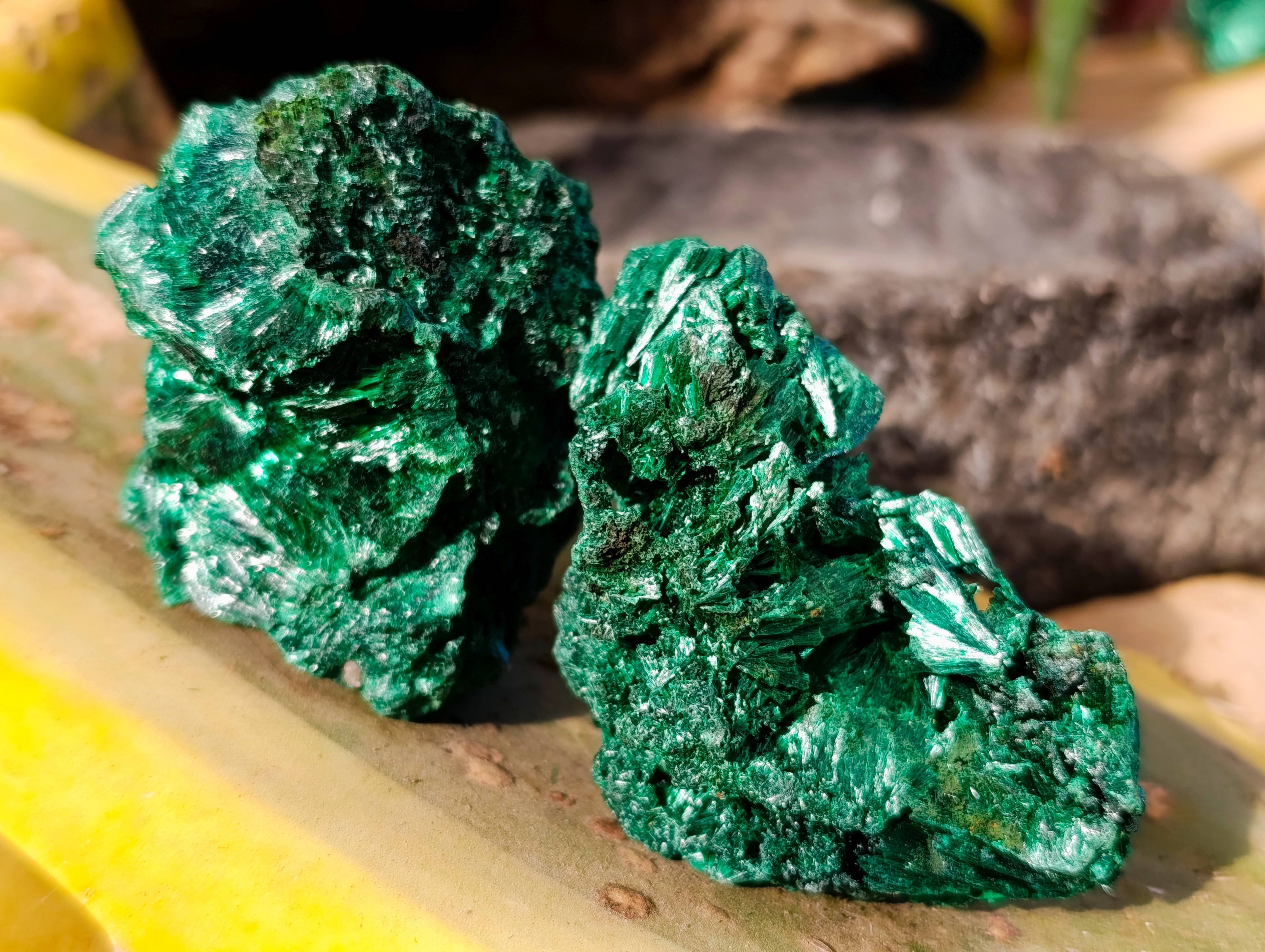 Natural Silky Malachite Specimens x 6 From Kasompe, Congo - Toprock Gemstones and Minerals 