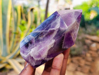 Polished Chevron Amethyst Points x 4 From Zambia