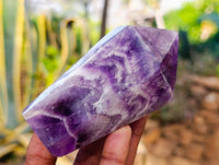 Polished Chevron Amethyst Points x 4 From Zambia