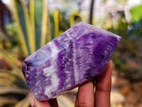 Polished Chevron Amethyst Points x 4 From Zambia