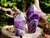 Polished Chevron Amethyst Points x 4 From Zambia