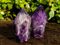 Polished Chevron Amethyst Points x 4 From Zambia