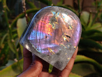 Polished Purple Labradorite Standing Free Forms x 4 From Tulear, Madagascar