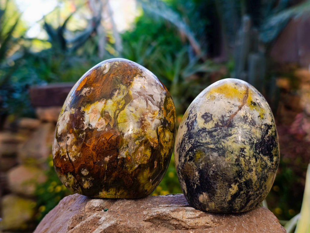 Polished Green Opal Standing Free Forms x 4 From Madagascar - Toprock Gemstones and Minerals 
