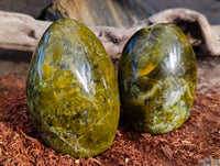 Polished Green Opal Standing Free Forms x 4 From Madagascar