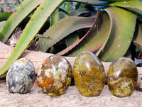Polished Green Opal Standing Free Forms x 4 From Madagascar