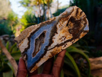 Polished On One Side 'Crazy' Blue Lace Agate x 3 From Namibia